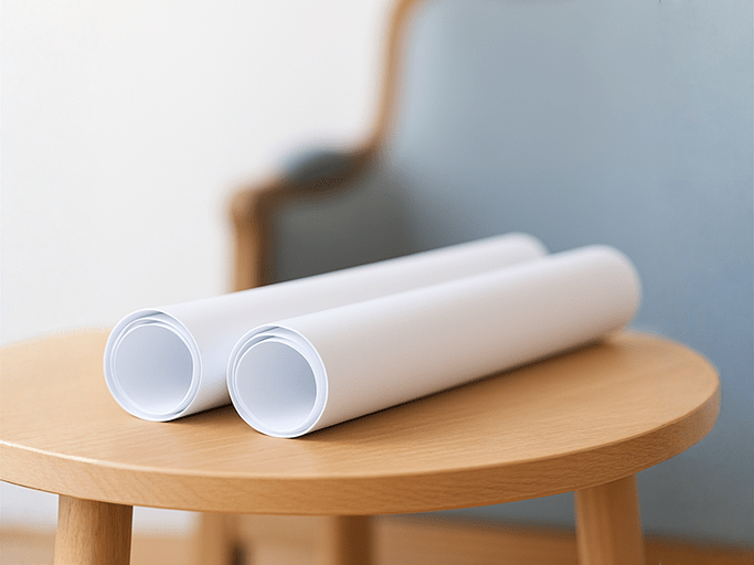 Poster drucken DOS, Poster liegen auf einem Tisch zusammengerollt