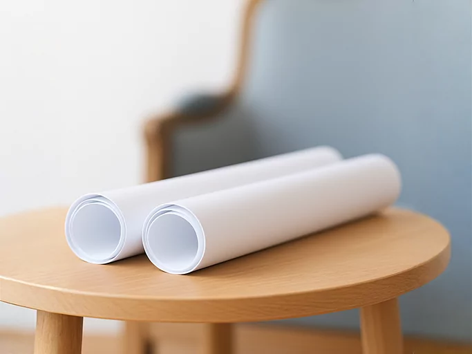 Poster drucken DOS, Poster liegen auf einem Tisch zusammengerollt